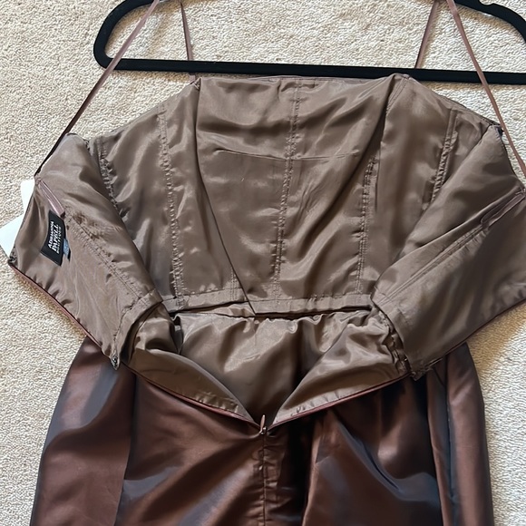 Adrianna Papell Chocolate Taffeta Cocktail, Prom, Evening, Occasion Dress - Picture 5 of 6